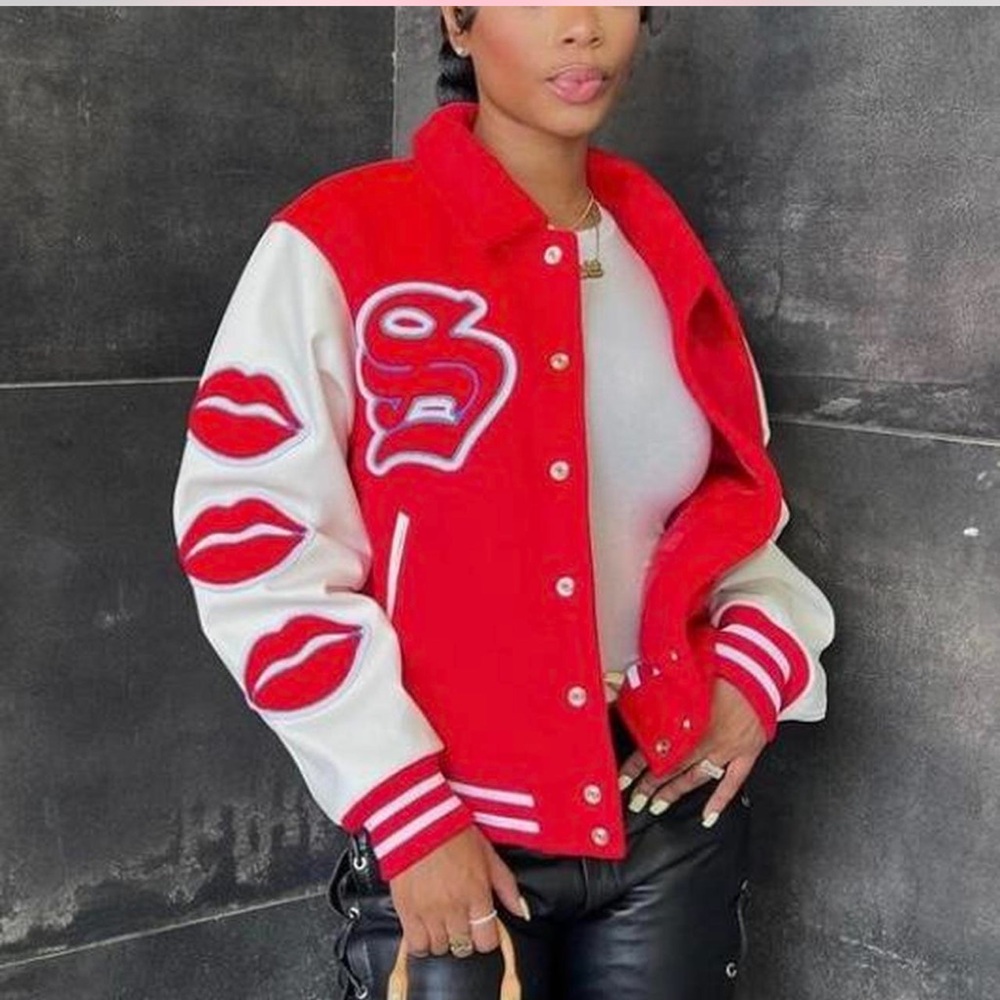 Red varsity jacket
